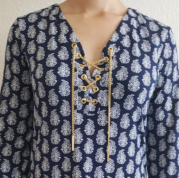 Michael Kors Blue Dress with Gold Rope Chain - Picture 2 of 4